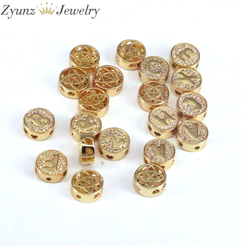 26 шт. металлические бусины золотого цвета с большим отверстием алфавит ожерелье
