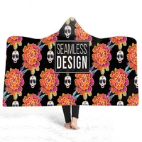 cosmos hooded blanket for adult gothic color skull sherpa fleece wearable throw blanket microfiber galaxy bedding style