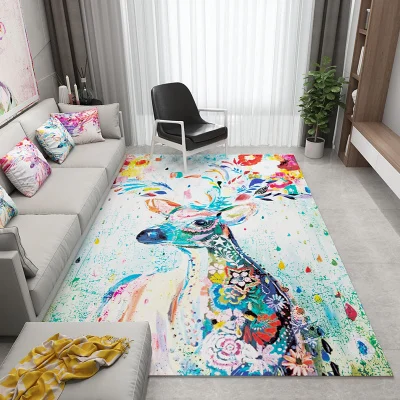 

New Design Geometric Design Carpet Colorful Spliced Carpets For Parlor Soft Flannel Living Room Area Rug Hot Sales