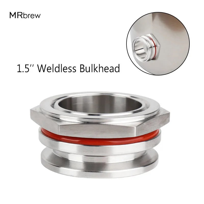 

1.5” Tri-Clover Weldless Bulkhead Compression Fitting Homebrew Bulkehad 304 Stainless Steel Homebrew Kettle Tri Clamp Bulkhead