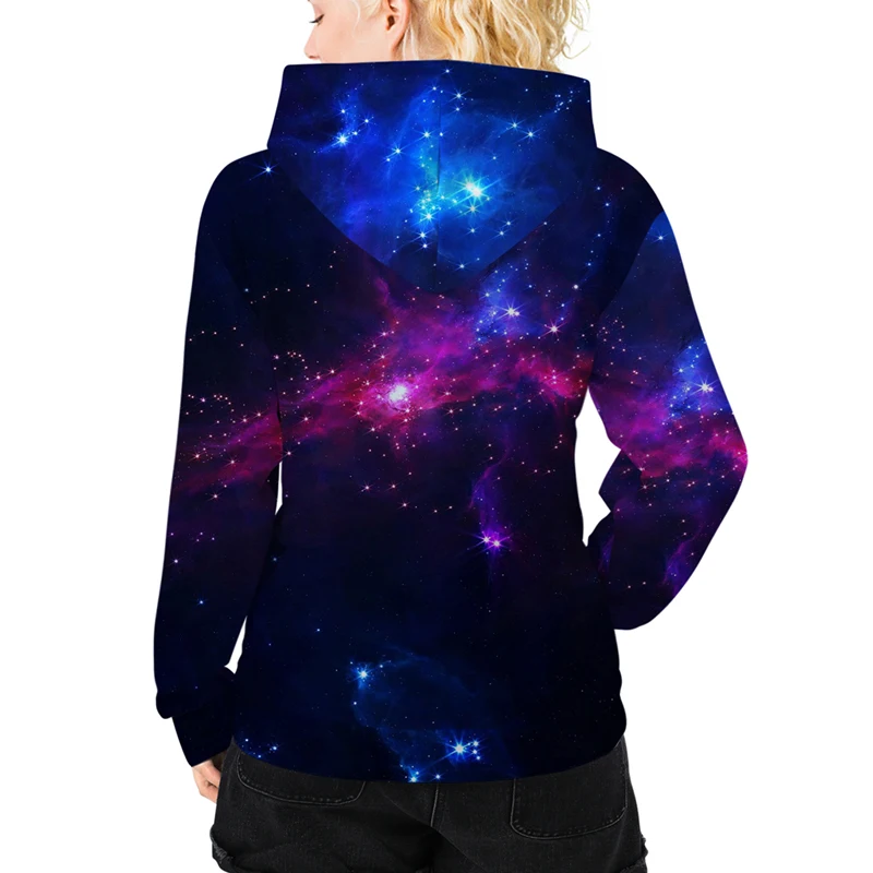 

3D Women Hoodies Full Printed Dyeing Galaxy Polyester Multicolored Hoodies Woman Long Sleeves Streetwear Female Clothing