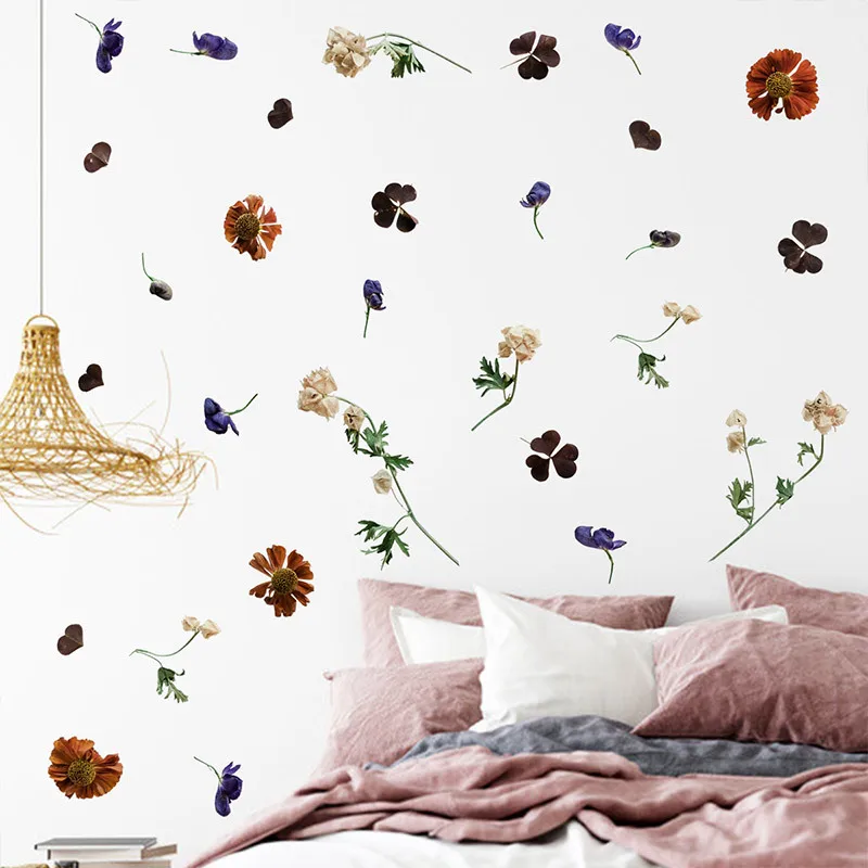 

Creative Small Flower Wall Stickers Bedroom Decoration Aesthetic Girls Room Decor Decals Mural Sofa Backdrop Kitchen Wallpaper