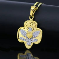 personality gold plated usa bald eagle pendant necklace for men women motorcycle party biker animal necklace hip hop jewelry