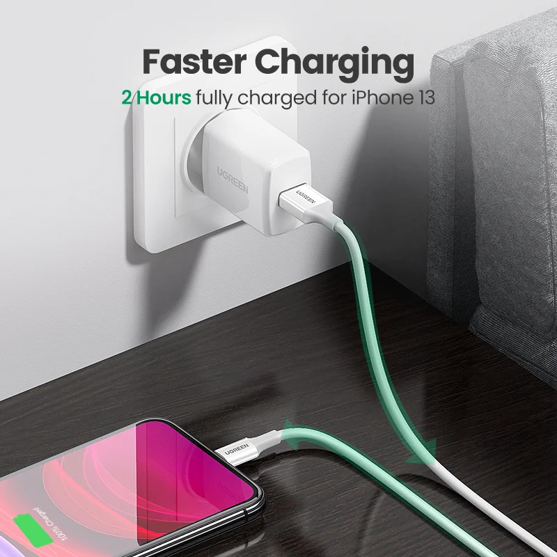 MFi USB-кабель Ugreen для iPhone 13 12 Pro Max быстрое зарядное устройство с разъемом Lightning iPad Mini