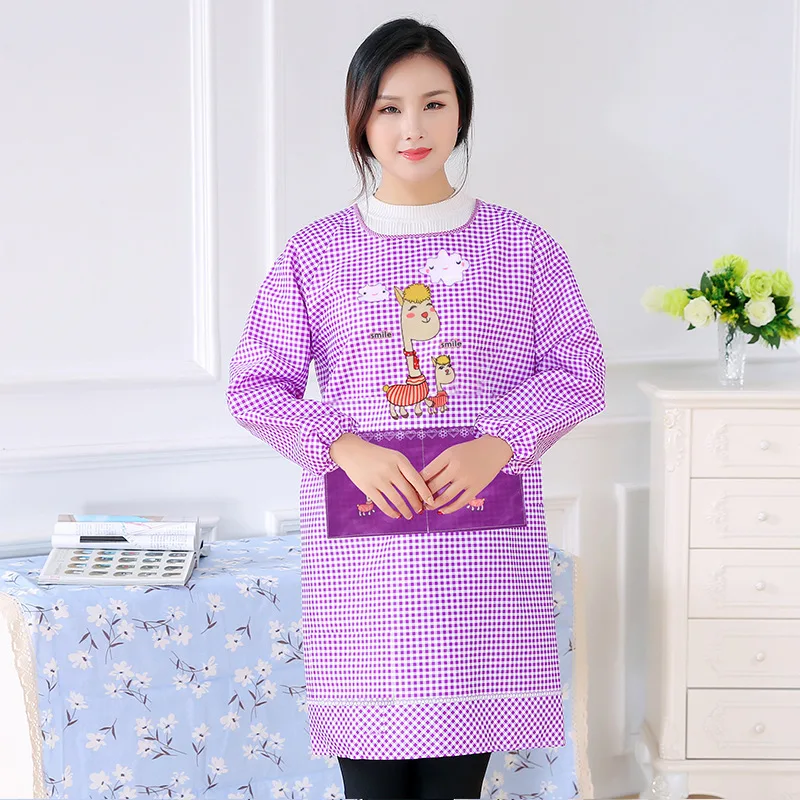 Мультяшные Альпака для взрослых пыленепроницаемые длинные домашние фартуки