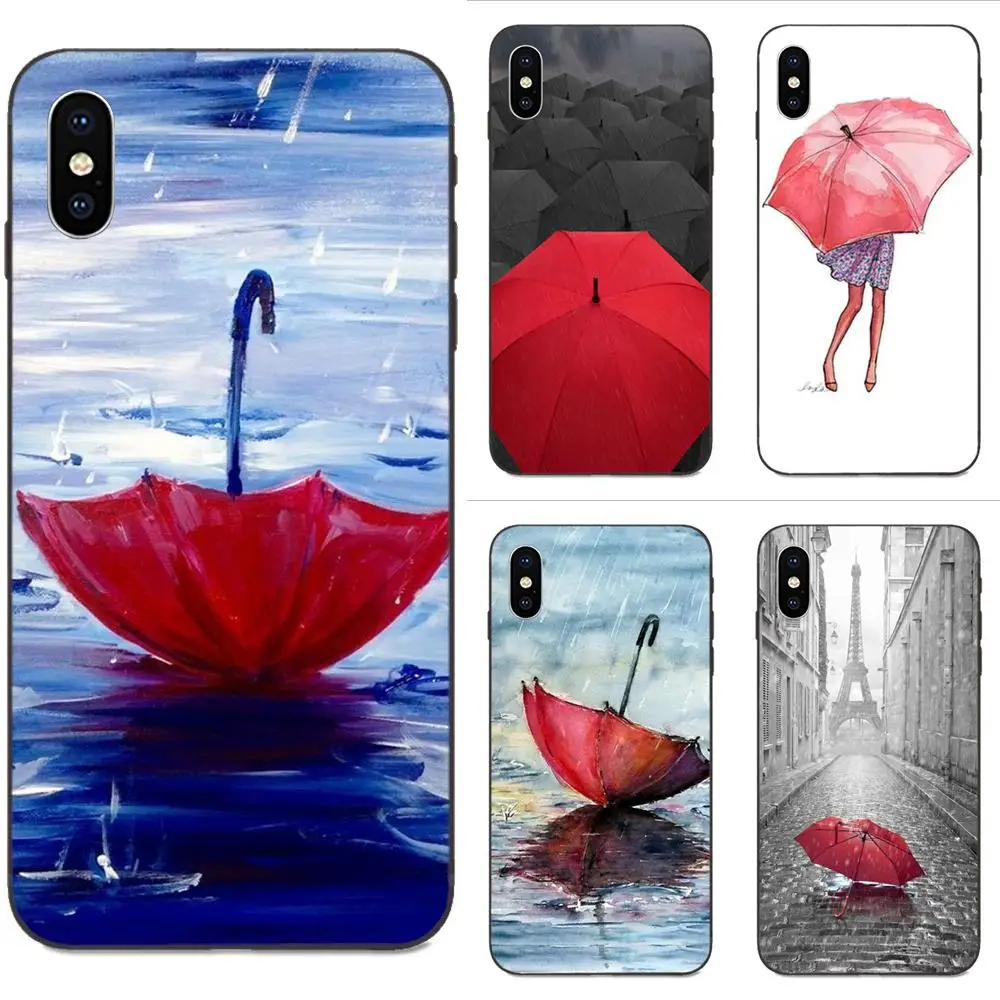 Для Huawei Mate 9 10 20 P8 P9 P10 P20 P30 Lite Mini Play Pro P smart Plus Z 2017 2019 мягкий чехол из ТПУ красный зонт
