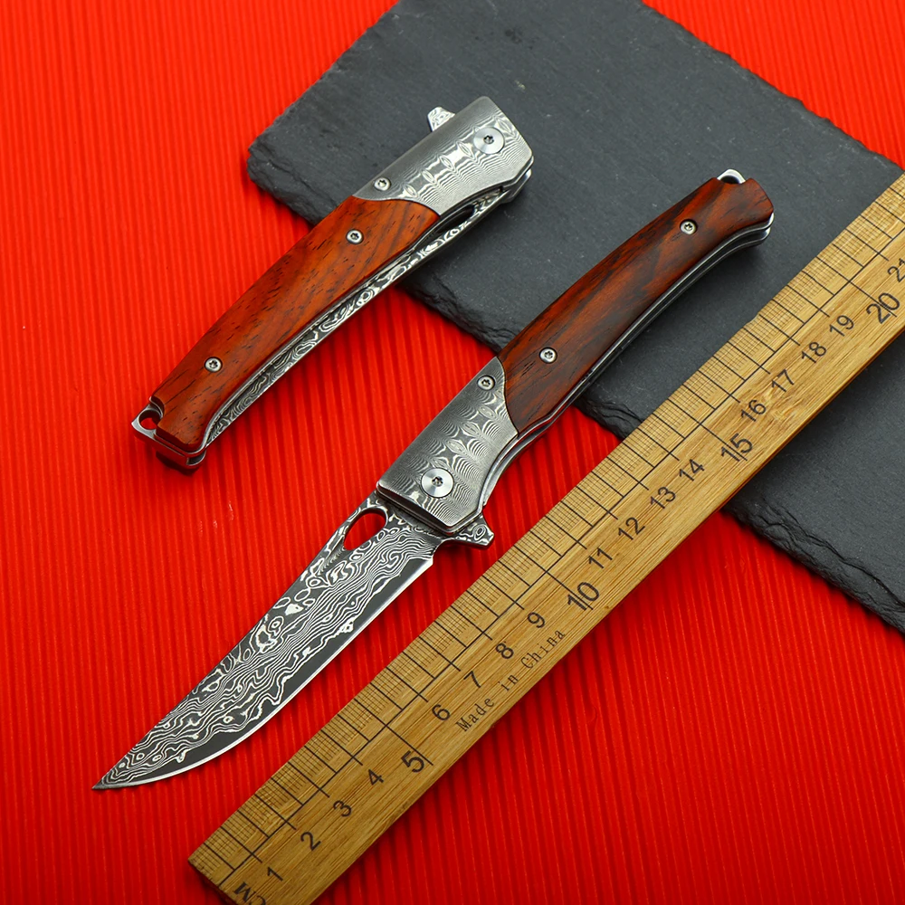 Складной нож из дамасской стали тактический охотничий клинок высокой твердости