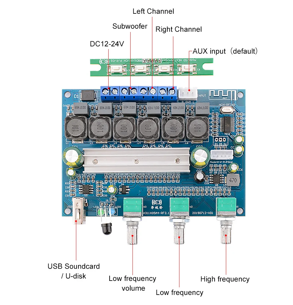 AIYIMA TPA3116 Bluetooth 4,2 сабвуфер усилитель аудио Плата 2X50 Вт+ 100 Вт 2,1 канальный усилитель мощности усилитель звука Поддержка AUX U диск