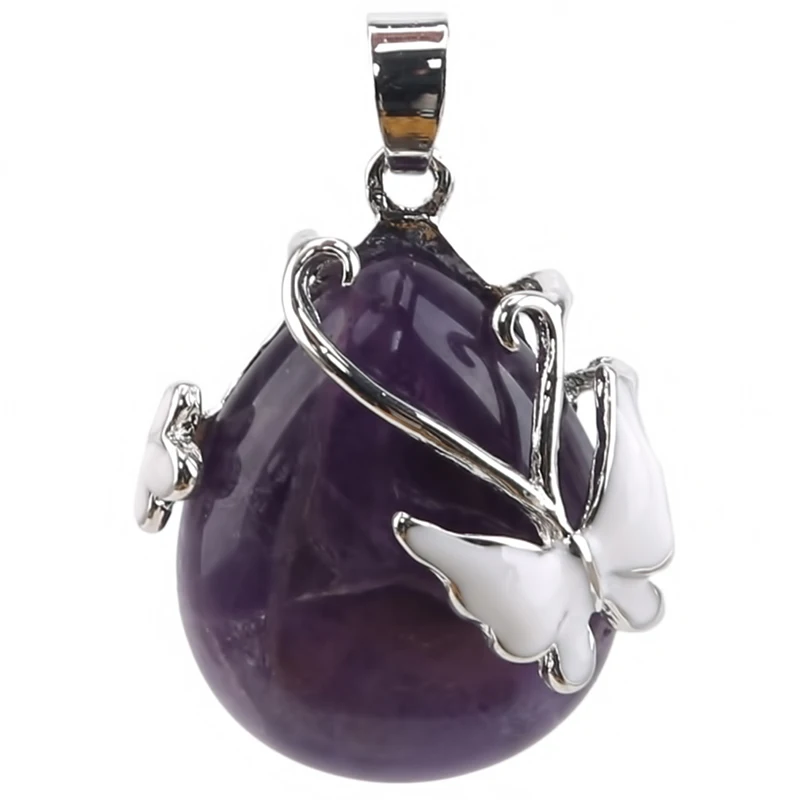 Кулон из натурального аметиста Модный кулон в виде крыльев бабочки ювелирное