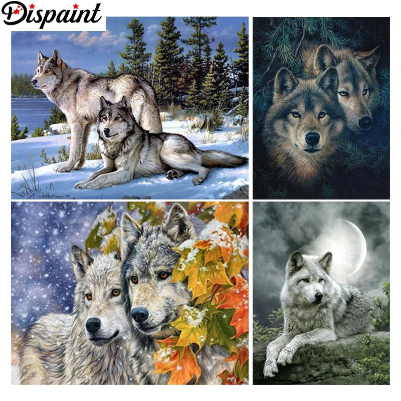 

Dispaint Diamond Painting Full Square/Round Diamond "Animal wolf" Pattern Embroidery Cross Stitch 5D Rhinestone Painting