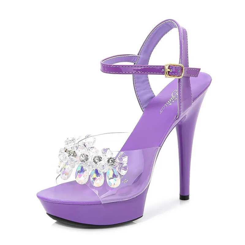 

Sandals Women's New Summer Fashion 13CM Ultra-high Heel Sandals Candy Sexy Sandals Crystal Stiletto Women High Heels