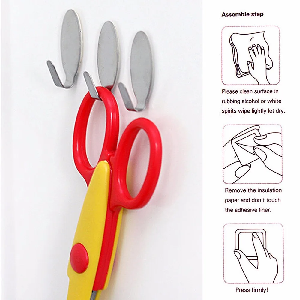 

6 шт., самоклеящиеся крючки для полотенец, из нержавеющей стали