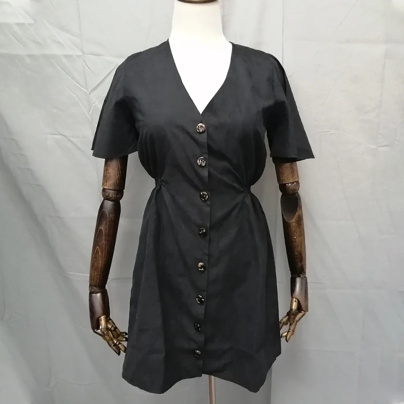 Платье женское с V-образным вырезом и коротким рукавом повседневное короткое