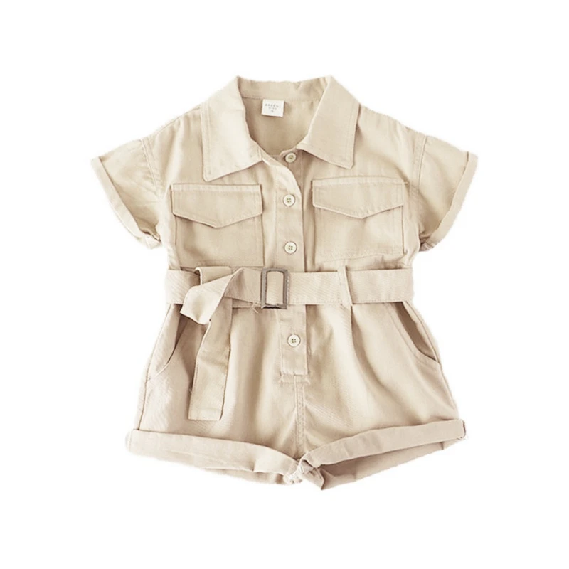 

Baby Girls Overalls Kid Summer Casual Fashion Solid Color Jumpsuit Toddler Baby Jumpsuit Short Sleeve Solid Playsuit