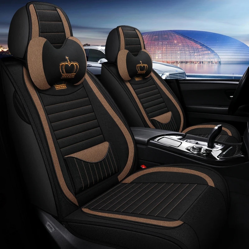 Чехол на автомобильное сиденье из льняного волокна с полным покрытием чехлы