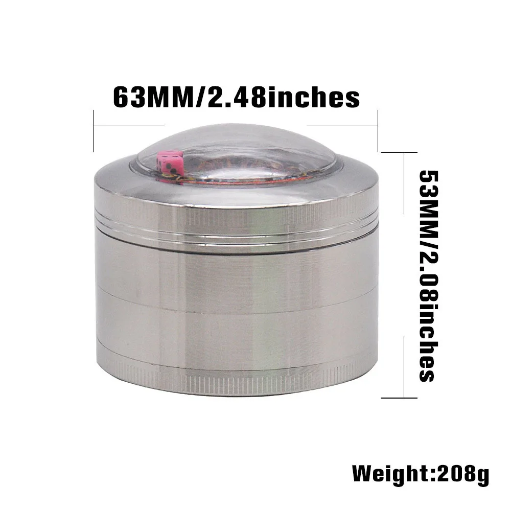 Цинковый сплав измельчители трав для курения с игра в кости окна 63 мм 4 шт.