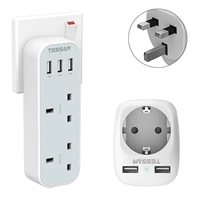 tessan uk plug extension with 3 usb ports and 2 way socket 5 in 1 usb outlet plug extender for home office bedroom 13a 3250w