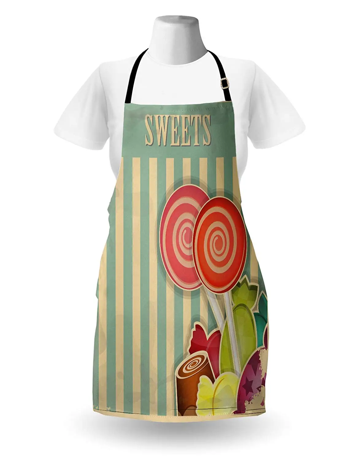 Винтажный фартук Ретро Старый Cy магазин шоколадные леденцы белые полосы на