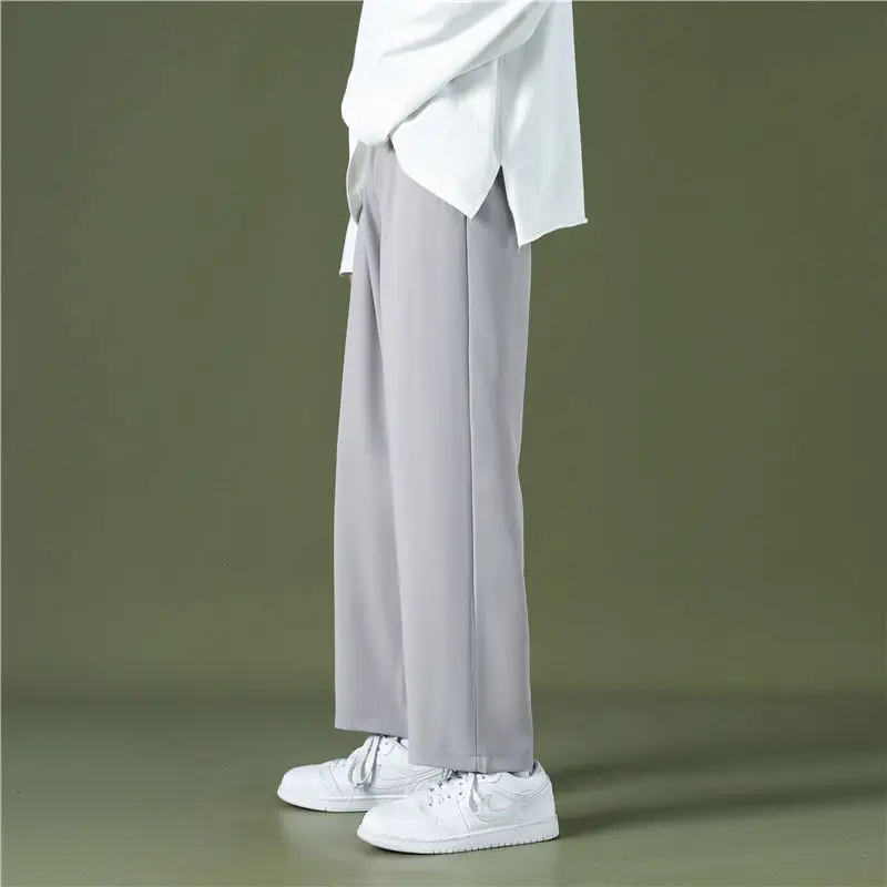 

Summer Thin Wide-leg Pants Men's Fashion Casual Pants Men Streetwear Korean Loose Straight Suit Pants Mens Dress Pants S-3XL