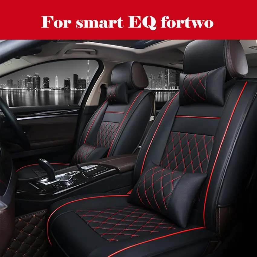 

Luxury Car Seat Covers PU Leather 5-Seats Front+Rear SUV Truck Cushion Full Set For smart EQ fortwo
