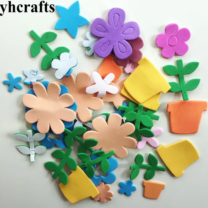 40PCS flowerpot 1 пакет/Лот. Блестящая пена Звездные наклейки, детские игрушки. Набор для скрапбукинга. Ранние развивающие игрушки для детского сада ручной работы домашние работы OEM - Цвет: 40PCS flowerpot