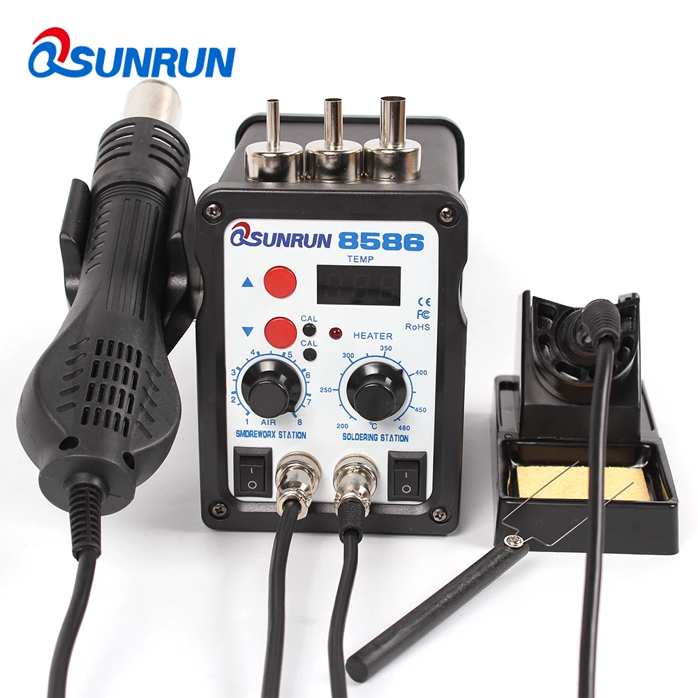 

8586 110V/220V 750W Soldering Station 2 in 1 Digital Display SMD Hot Air Rework Station And Soldering Iron