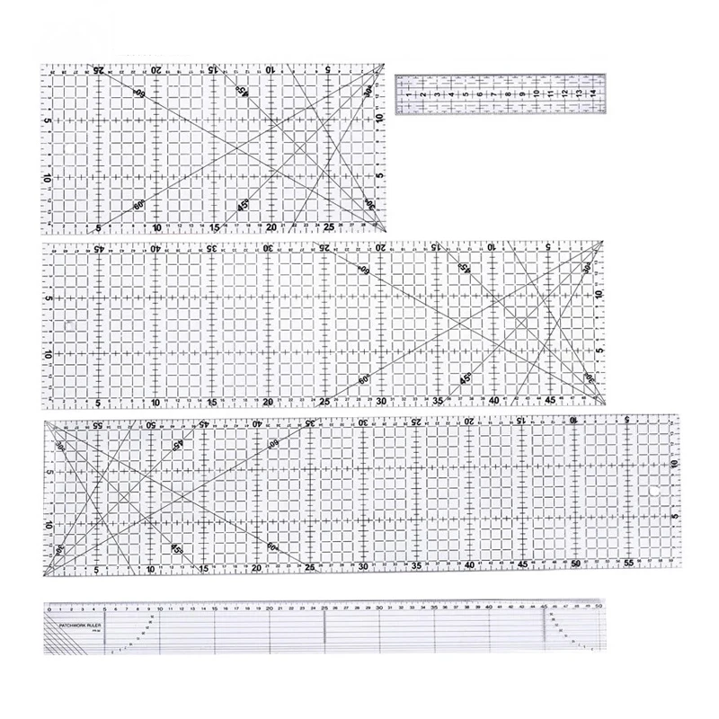 

KAOBUY 5Pcs Hand Tool Patchwork Quilting Drawing Straight Ruler Tailor Yardstick Cloth Cutting Craft DIY Sewing Tools
