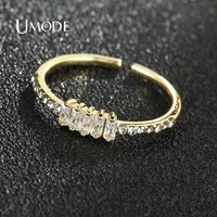 umode rectangle cubic zirconia ring for women femme adjustable wedding rings electroplating gold color fashion jewelry ur0632