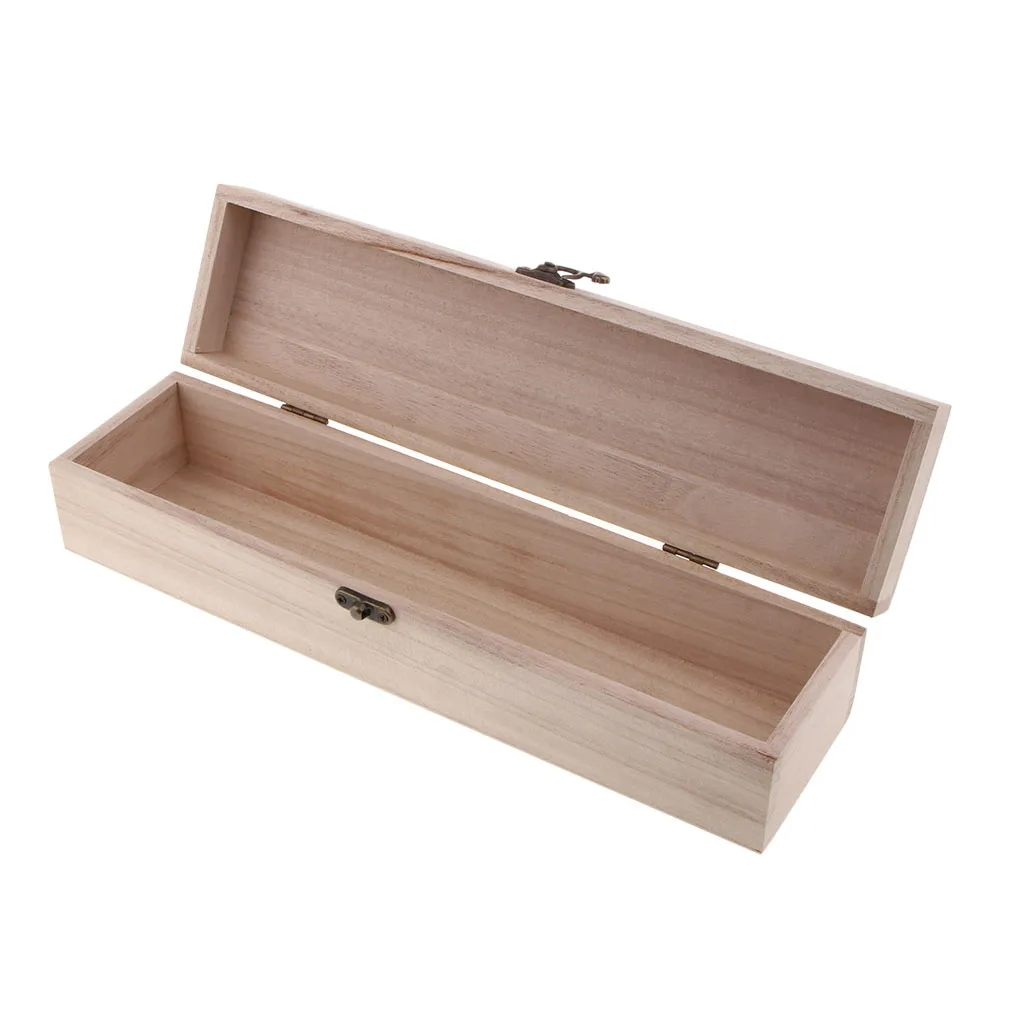 Handmade Long Wooden Box Natural Wood Storage-Rectangular Boxes for | Дом и сад