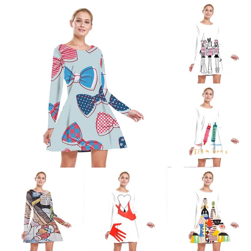 Женское платье летние женские платья с милым мультяшным принтом пляжная одежда