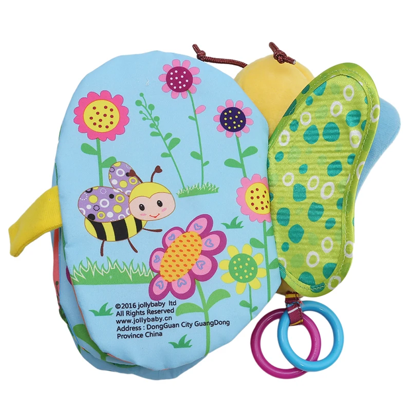 

New 2021 Cartoon Animal Butterfly Bee Baby Cloth Book Multifunction Early Educational Development Colorful Toy Gift Baby Rattles