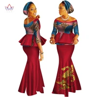 african dashiki print dress crop topsskirt set hand made off shoulder half sleeve african women clothing long skirt set wy2626