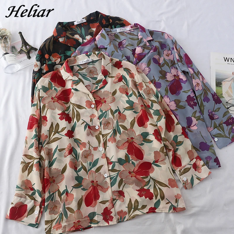 Блузка женская на пуговицах с v образным вырезом и цветочным принтом|Блузки| |