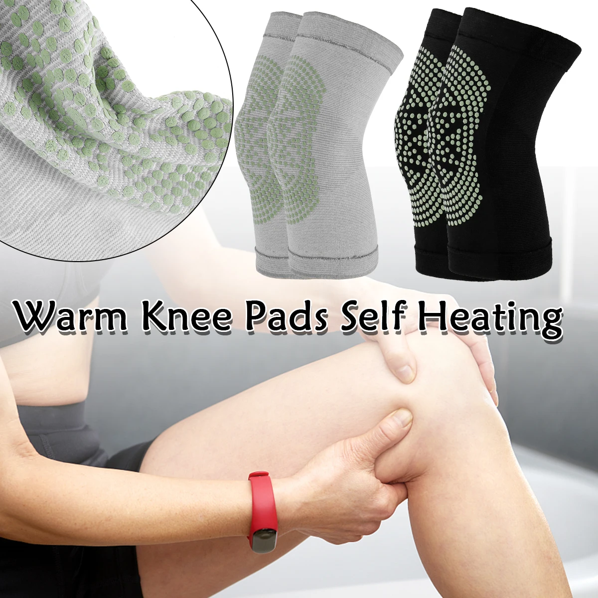 

2 шт. самонагревающийся наколенник, зимний теплый трикотажный наколенник для облегчения травм