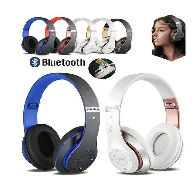 Складные беспроводные наушники с поддержкой bluetooth, TF карта, шумоподавление, беспроводные стерео гарнитуры, наушники с микрофоном