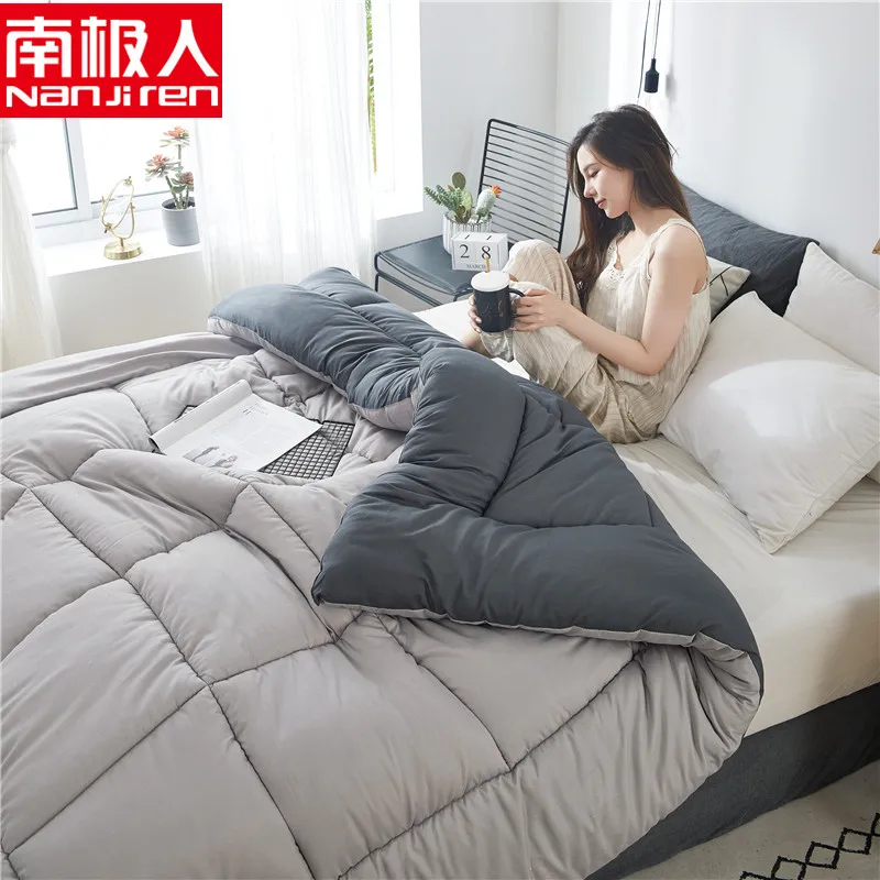 Pure Color Style Quilting Washed Polyester Fabric Microfiber Stitching Quilt Multiple Size Blanket Very Warm Comforter