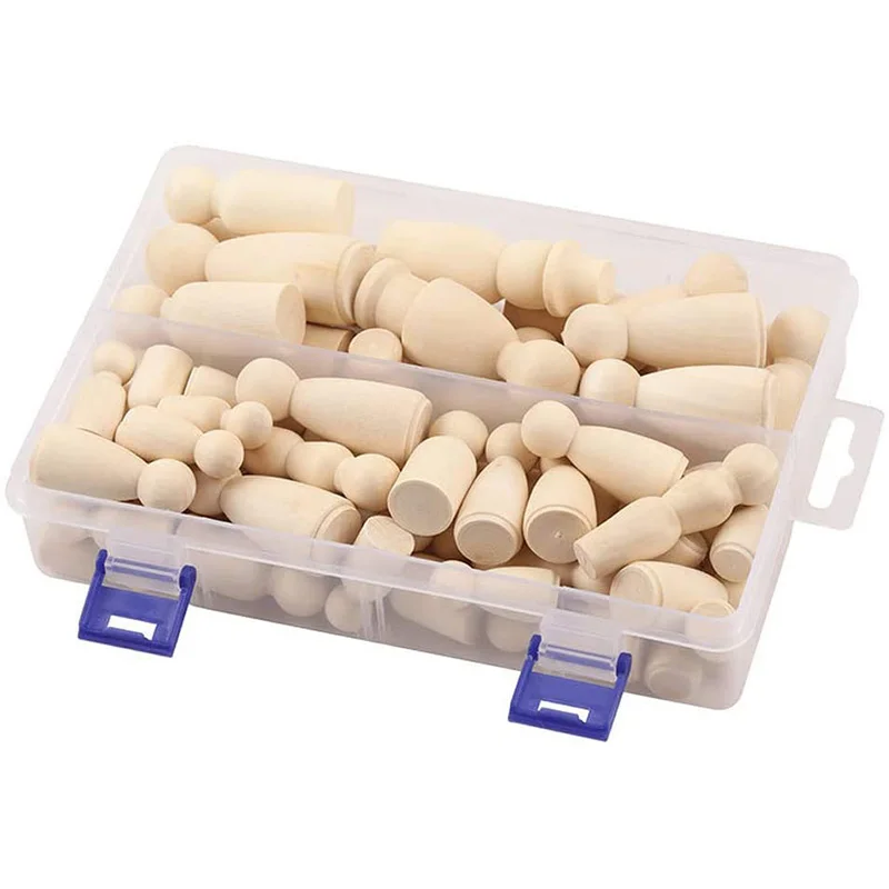 

Wooden Peg Dolls, Unpainted Kids Birthday Gifts, Handmade Unfinished Weddings Cake Dolls Decor Dolls,55Pcs