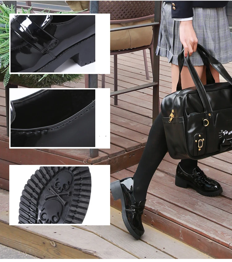 

Zapatos de estudiante de secundaria japonesa nia Lolita zapatos Cospaly zapatos JK uniforme PU cuero mocasines zapatos Casuales