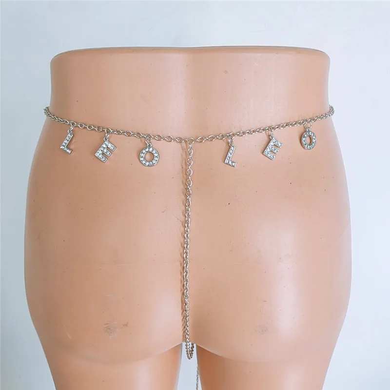 Женская цепочка на талию с надписью стразы 12 созвездий стринги для тела в стиле