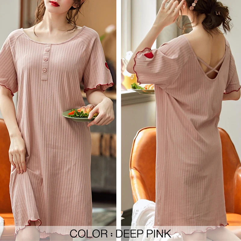 Женская пижама из хлопка эластичное ночное белье ночная рубашка с оборками