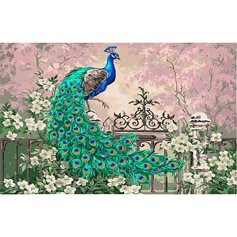 Paint by Number8 Павлин краски по номерам Schilderen op Nummer холст Lienzo для взрослых раскраска Pintura por Numero DIY - Цвет: Paint by Number8