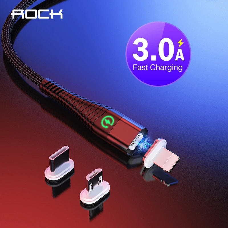USB кабель ROCK зарядный Магнитный со светодиодной подсветкой Type C|Кабели для