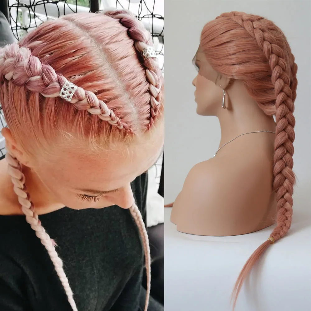 Парики QUINLUX розовый длинный Плетеный парик для модных женщин/девушек жаростойкое