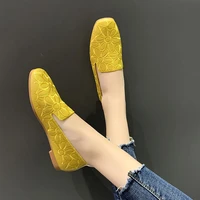 size 35 42 square toe autumn shoes for women embroidery designer shoes soft slipon loafers moccasin leisure womens ballet flats