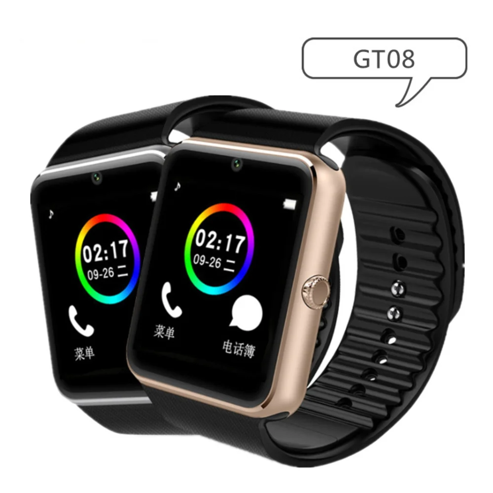 Умные часы GT08 с камерой Bluetooth Smartwatch SIM TF слот для карт фитнес трекер занятий