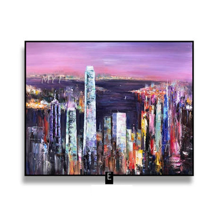 

City Landscaple Oil Painting Abstract Handpainted Canvas Painting Wall Art Picture For Living Room Pictures Home Decoration
