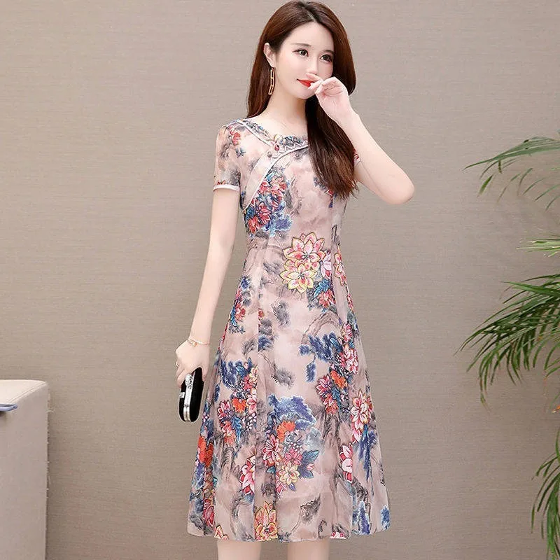 Новинка Ципао для повседневной жизни улучшенная версия платье Nian Qing Kuan