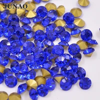 junao ss 6 8 10 12 16 20 30 dark blue pointback glass nail rhinestones round crystal applique fancy glass strass for decoration