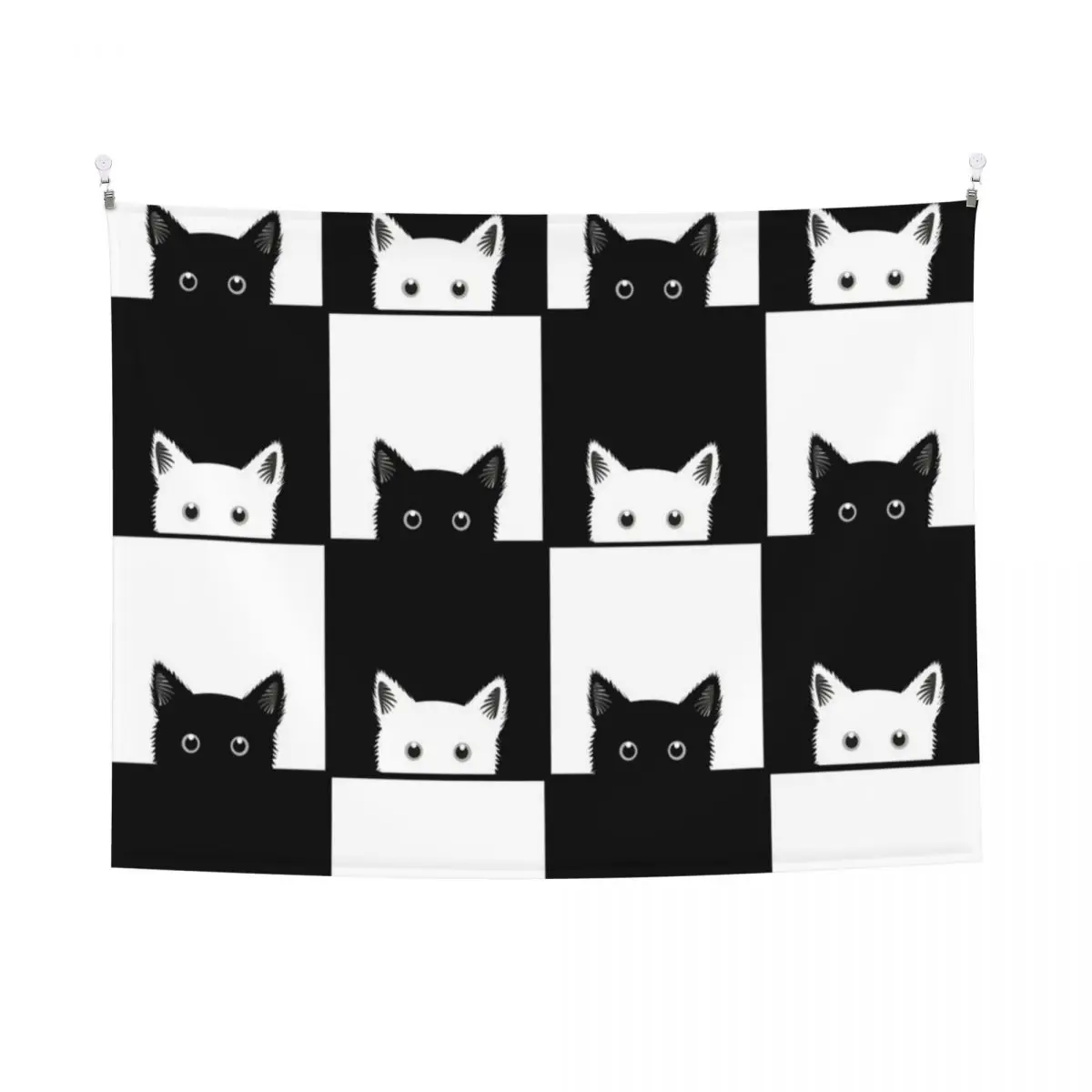 Гобелен с половинной стороной черно-белого кота, настенный гобелен, цветочные настенные ковры, декор для спальни, скайковер