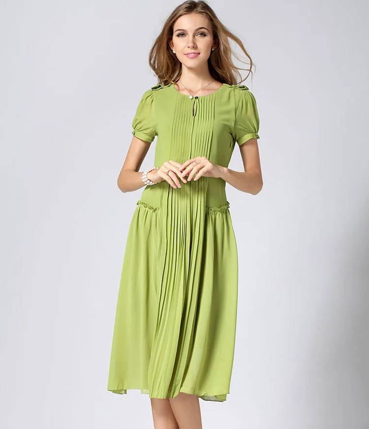 Бесплатная доставка модное женское длинное зеленое платье со складками|dress